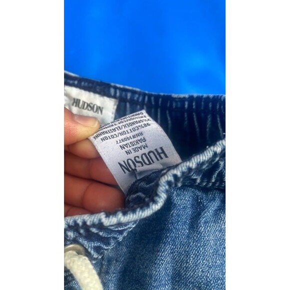 Hudson Kids Denim Pull-On Shorts Fringe Drawstring Pockets Elastic Waist Size 4T - Picture 2 of 6